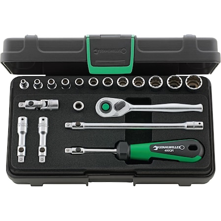 Stahlwille Tools 6, 3 mm (1/4") Socket set 19-pcs., 40AD/12/7QR KN SG 96015208